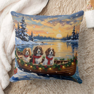 Cavalier King Charles Spaniel Christmas Boat Throw Pillow