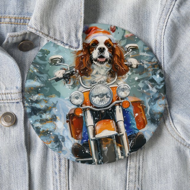 Cavalier King Charles Spaniel Christmas Button (In Situ)