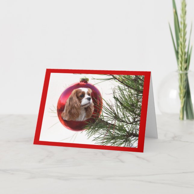 Cavalier King Charles Spaniel Christmas Card Ball (Front)