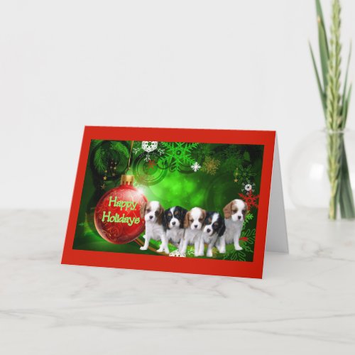 Cavalier King Charles Spaniel Christmas Card Red B