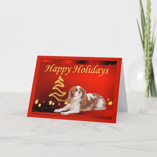 Cavalier King Charles Spaniel Christmas Card Stars