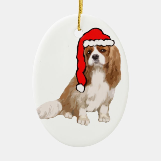 Cavalier King Charles Spaniel Christmas Ceramic Ornament (Front)