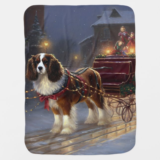 Cavalier King Charles Spaniel Christmas Festive  Baby Blanket (Front)