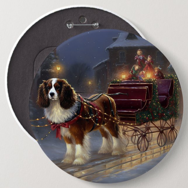 Cavalier King Charles Spaniel Christmas Festive  Button (Front & Back)