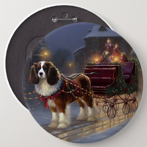 Cavalier King Charles Spaniel Christmas Festive  Button