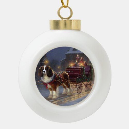 Cavalier King Charles Spaniel Christmas Festive  Ceramic Ball Christmas Ornament