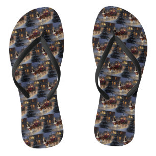 Cavalier King Charles Spaniel Christmas Festive Flip Flops