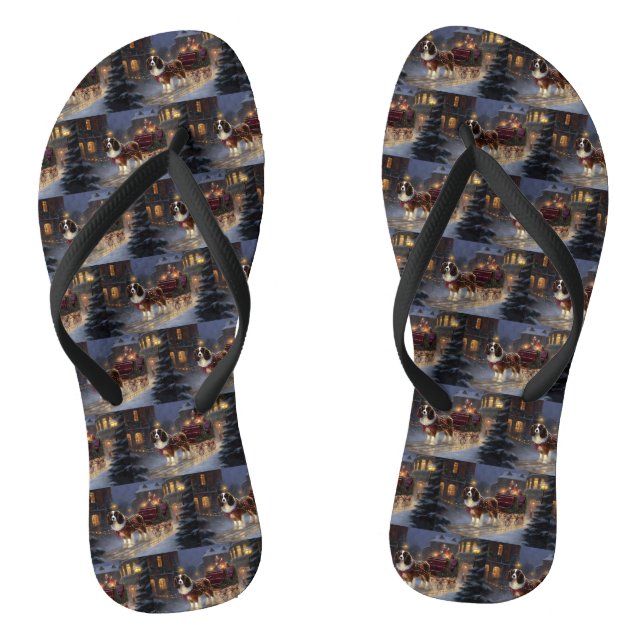 Cavalier King Charles Spaniel Christmas Festive  Flip Flops (Footbed)