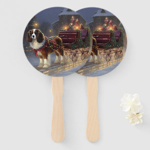 Cavalier King Charles Spaniel Christmas Festive  Hand Fan
