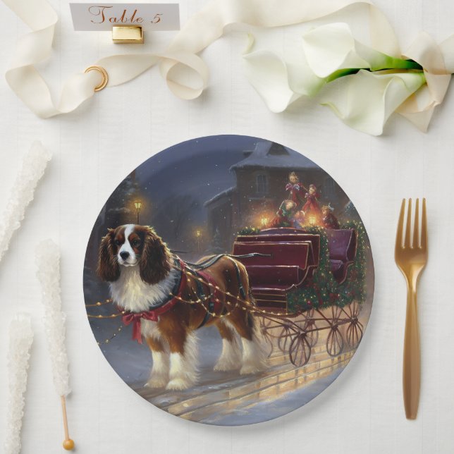 Cavalier King Charles Spaniel Christmas Festive  Paper Plates (Wedding)