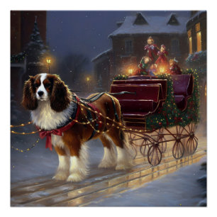 Cavalier King Charles Spaniel Christmas Festive Poster