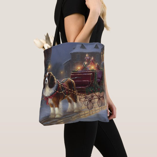 Cavalier King Charles Spaniel Christmas Festive  Tote Bag (Close Up)