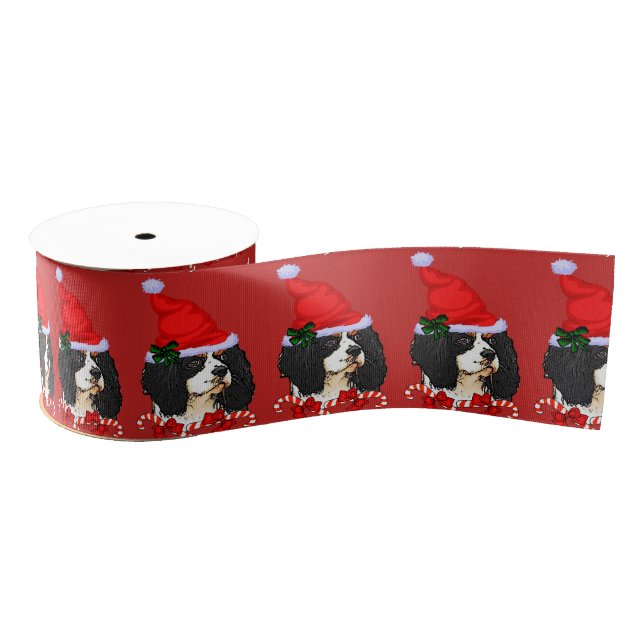 Cavalier King Charles Spaniel Christmas Grosgrain Ribbon (Spool)