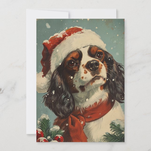 Cavalier King Charles Spaniel Christmas  Holiday Card (Front)
