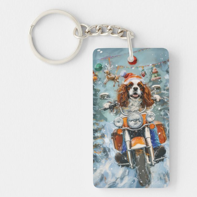 Cavalier King Charles Spaniel Christmas Keychain (Front)