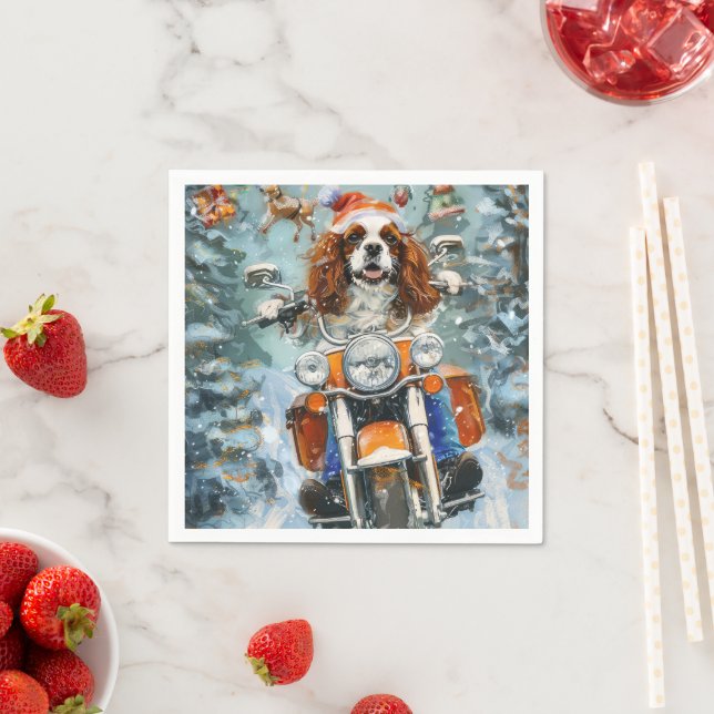 Cavalier King Charles Spaniel Christmas Napkins (Insitu)