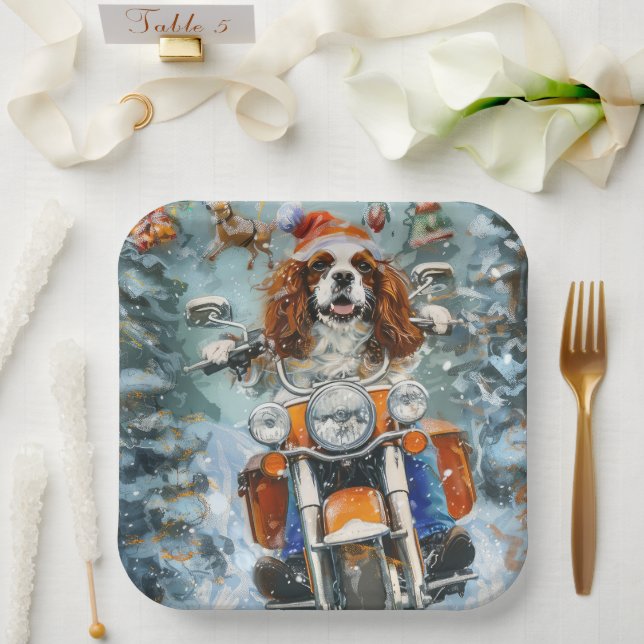 Cavalier King Charles Spaniel Christmas Paper Plates (Wedding)