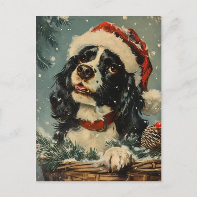 Cavalier King Charles Spaniel Christmas Postcard (Front)