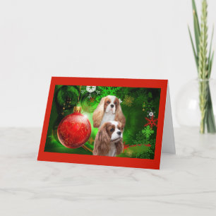 Cavalier King Charles Spaniel Christmas Red Ball G Holiday Card