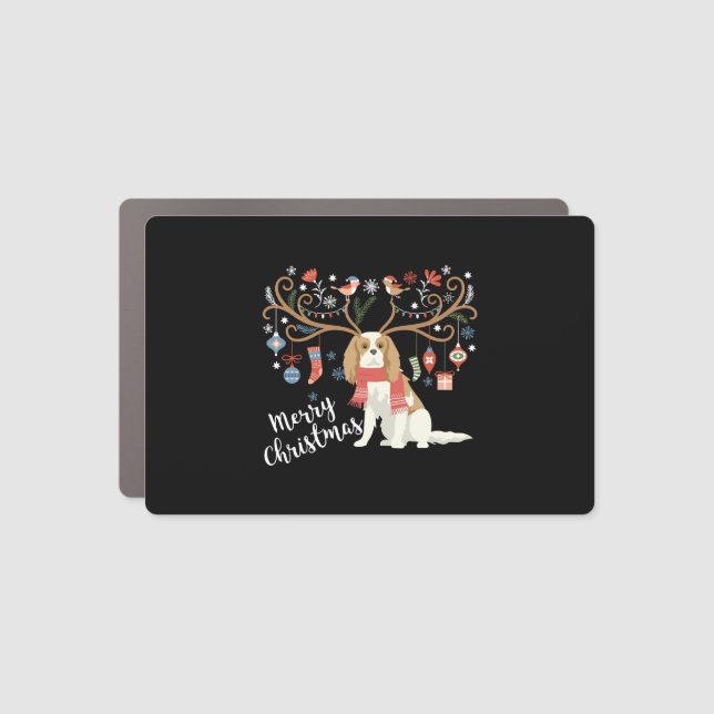 Cavalier King Charles Spaniel Christmas Reindeer Car Magnet (Front)