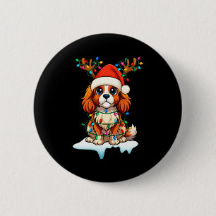 Cavalier King Charles Spaniel Christmas Reindeer P Button