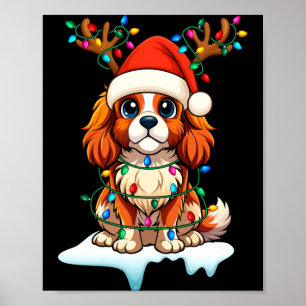 Cavalier King Charles Spaniel Christmas Reindeer P Poster