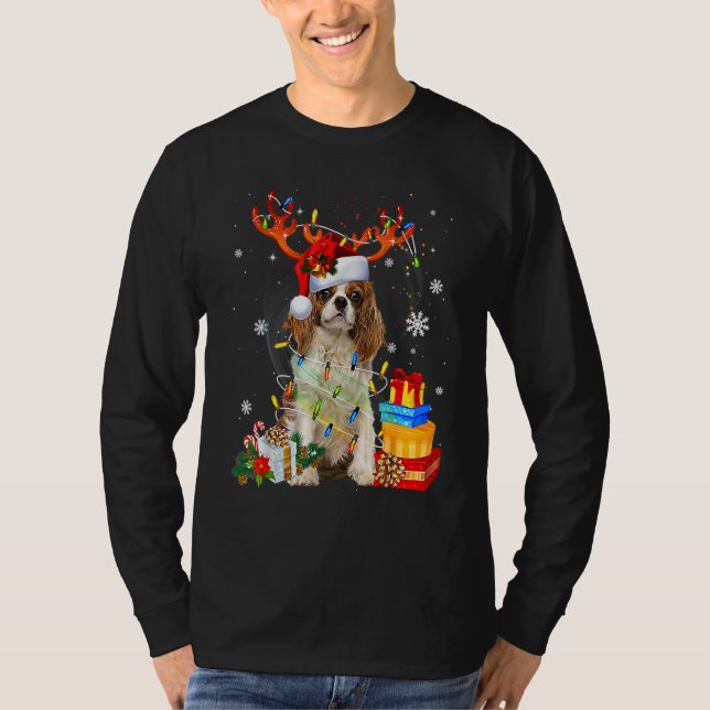 Cavalier King Charles Spaniel Christmas Reindeer S T-Shirt (Front)
