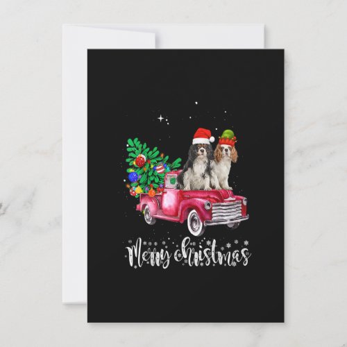 Cavalier King Charles Spaniel Christmas Ride Red T Invitation