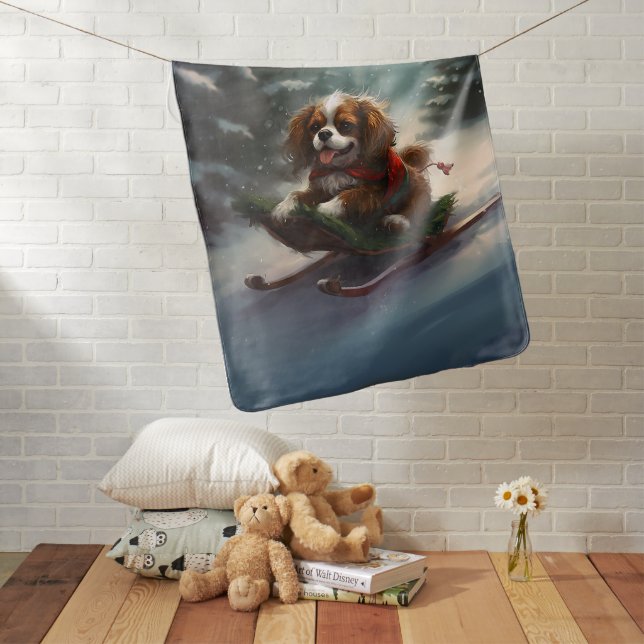Cavalier King Charles Spaniel  Christmas snow Baby Blanket (In Situ)