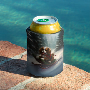 Cavalier King Charles Spaniel Christmas snow Can Cooler