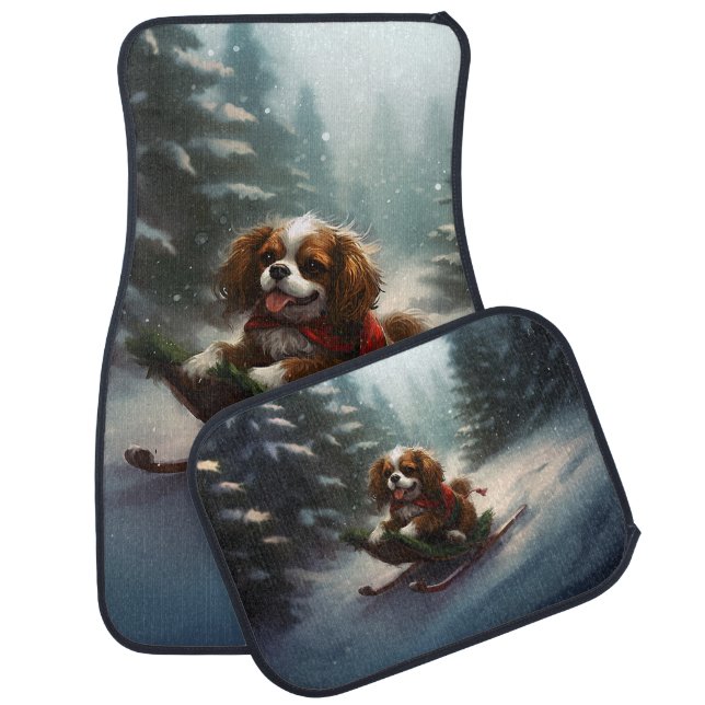 Cavalier King Charles Spaniel  Christmas snow Car Floor Mat (Set)