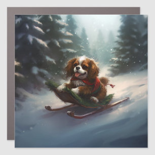 Cavalier King Charles Spaniel Christmas snow Car Magnet