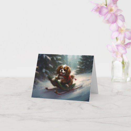 Cavalier King Charles Spaniel  Christmas snow Card