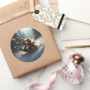 Cavalier King Charles Spaniel Christmas snow Classic Round Sticker