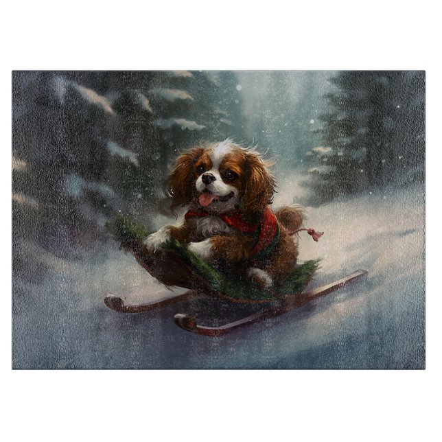 Cavalier King Charles Spaniel  Christmas snow Cutting Board (Front)