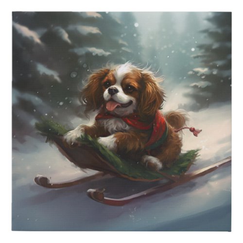 Cavalier King Charles Spaniel  Christmas snow Faux Canvas Print