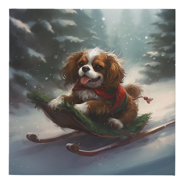 Cavalier King Charles Spaniel  Christmas snow Faux Canvas Print (Front)