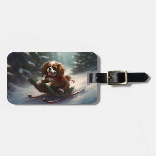 Cavalier King Charles Spaniel  Christmas snow Luggage Tag