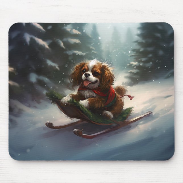 Cavalier King Charles Spaniel  Christmas snow Mouse Pad (Front)