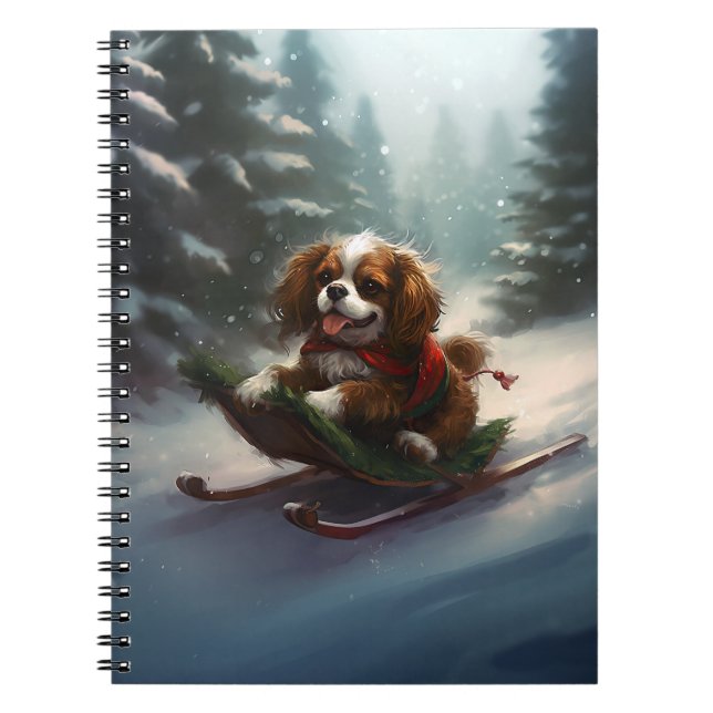 Cavalier King Charles Spaniel  Christmas snow Notebook (Front)
