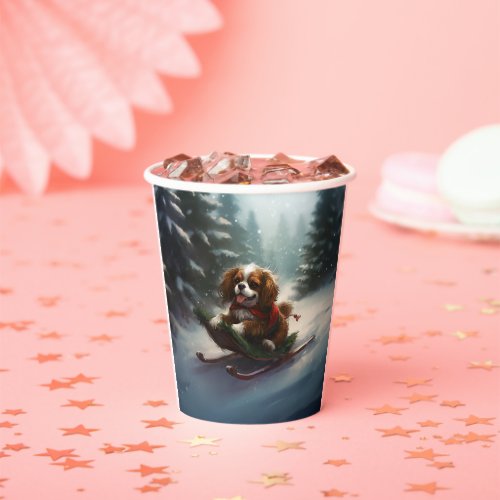 Cavalier King Charles Spaniel  Christmas snow Paper Cups