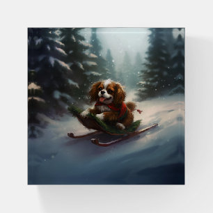Cavalier King Charles Spaniel Christmas snow Paperweight