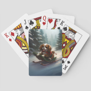 Cavalier King Charles Spaniel Christmas snow Poker Cards