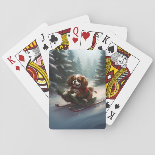 Cavalier King Charles Spaniel  Christmas snow Poker Cards