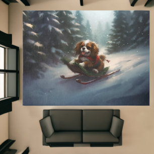 Cavalier King Charles Spaniel Christmas snow Rug