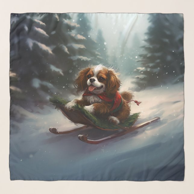 Cavalier King Charles Spaniel  Christmas snow Scarf (Front)