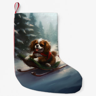 Cavalier King Charles Spaniel Christmas snow Small Christmas Stocking