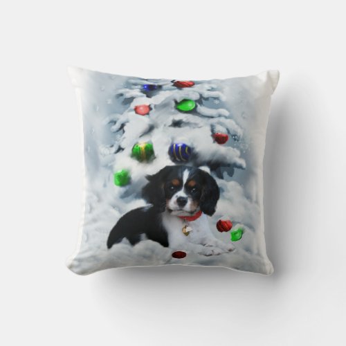 Cavalier King Charles Spaniel Christmas Throw Pillow