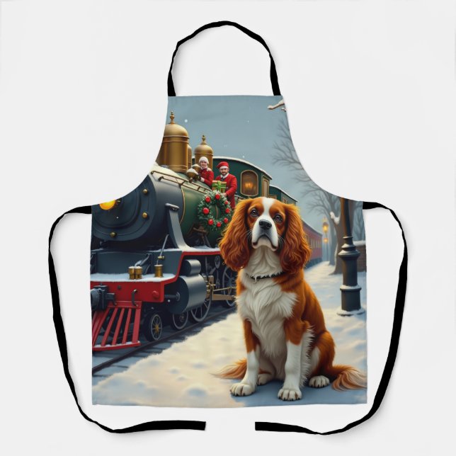 Cavalier King Charles Spaniel Christmas Train Apron (Front)