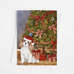 Cavalier King Charles Spaniel Christmas Tree Card
